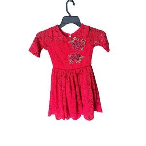 Laura Ashley Girls Red Lace & Roses Party Dress – Size 8